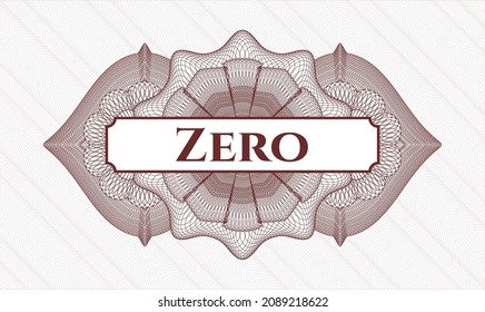 Red abstract rosette. Vector Illustration. Detailed with text Zero inside