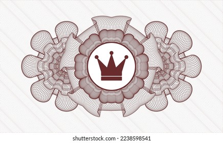 Red abstract rosette. Vector Illustration. Detailed with crown icon inside
