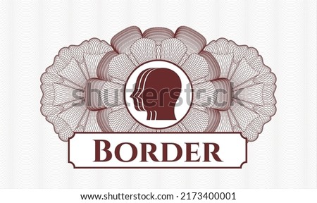 Red abstract rosette. Vector Illustration. Detailed with team work icon and Border text inside