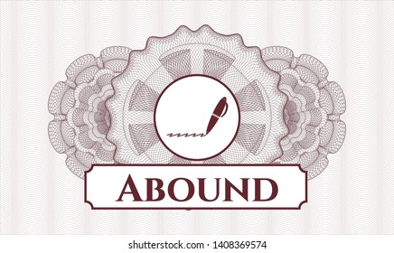 Red abstract rosette with writer icon and Abound text inside