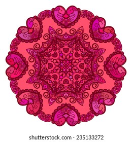 Red abstract round pattern, Circular ornament design element, Vector isolated
