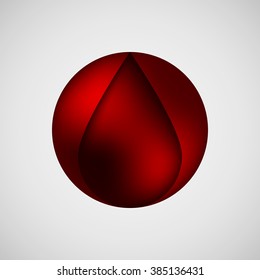 Red abstract round premium bubble badge, luxury button template with realistic reflex and light background for logo, design concepts, banners, web, posters, prints. Vector illustration.