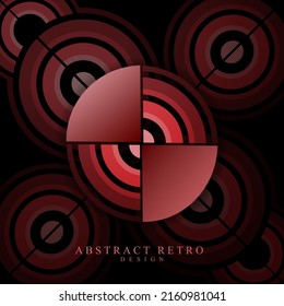 red abstract rounded retro design