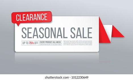 Red abstract sale banner. Seasonal discount vector illustration.