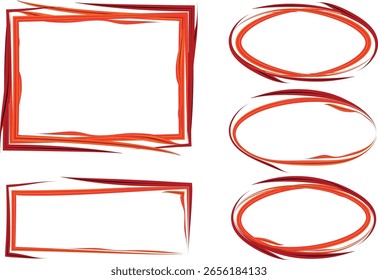 Conjunto de marcos de colores de contorno de garabato abstracto rojo