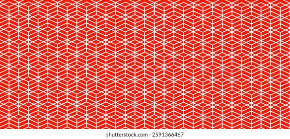 Red abstract seamless pattern with white tracery decor