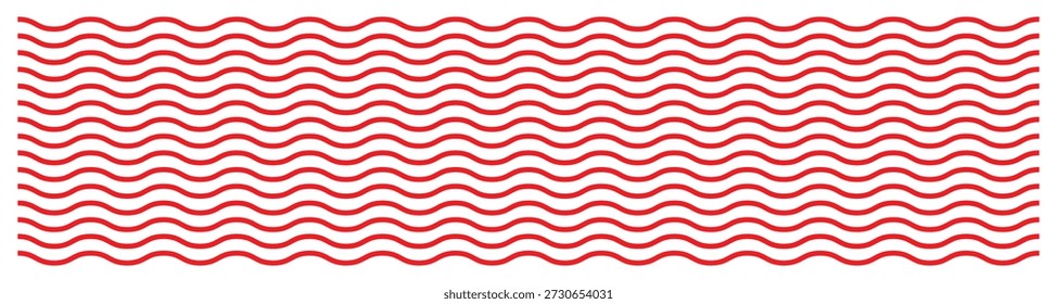 Rote abstrakte nahtlose wellenförmige Linienmuster.  rote wellenförmige Linienmuster, perfekt für abstrakte Hintergründe. Vektorgrafik mit Zickzack und wellenförmigen horizontalen Unterstreichungen. Illustration: weißer Hintergrund.