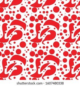 red abstract shapes and circles on a transparent background