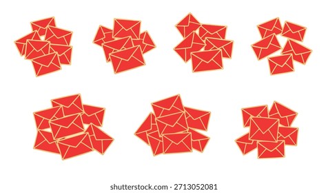 Red abstract shapes collection with transparent background