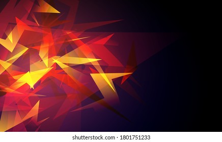 Red abstract shapes explosion. Shards of broken glass. Glowing dynamic background for sport, music or computer gaming.