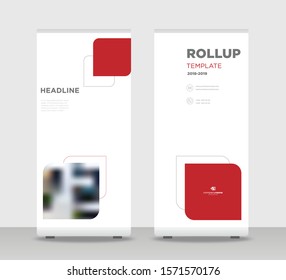 red Abstract Shapes Modern Exhibition Advertising Trend Business Roll Up Banner Stand Poster Brochure flat design template creative concept. red Roll Up EPS. Presentation Cover