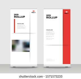 red Abstract Shapes Modern Exhibition Advertising Trend Business Roll Up Banner Stand Poster Brochure flat design template creative concept. red Roll Up EPS. Presentation Cover