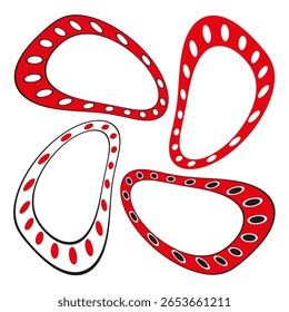 Red abstract shapes. Organic hole patterns. Decorative frame Vector. Modern artistic elements. EPS 10.