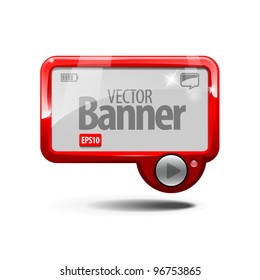 Red Abstract Shiny Glass Banner. eps 10