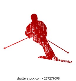 Red abstract skier
