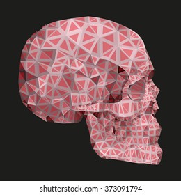 Red abstract skull from triangles