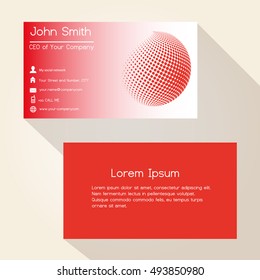 red abstract sphere from dots business card design eps10