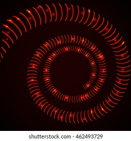 Red abstract spiral with lights