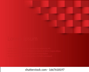 Red Abstract Square Shape With Text