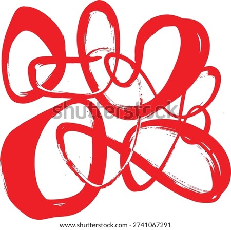 Red abstract squiggles isolated on transparent background