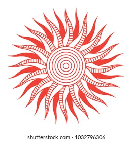 Red abstract sun symbol, vector illustration
