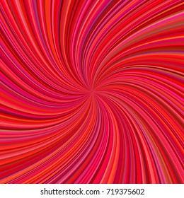 Red abstract swirl background from curved spiral ray stripes - vector graphic