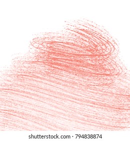 red abstract swirly spiral pattern with rough loose pencil strokes on white background, vector illustration