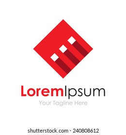 Red abstract tech buzz square elements icon  logo