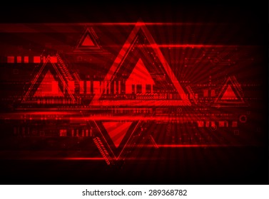 Red abstract technological background with various technological elements