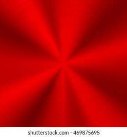 Red abstract technology background with polished, brushed circular metal texture, chrome, silver, steel, for design concepts, web, posters, wallpapers and prints. Vector illustration.