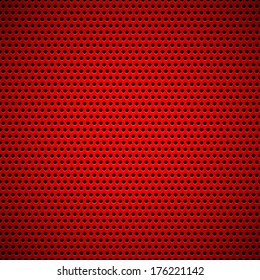Red abstract technology background with seamless circle perforated speaker grill texture for web sites, user interfaces (UI), applications (apps) and business presentations. Vector illustration.