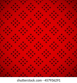 Red abstract technology background with seamless circle perforated speaker grill texture for web, user interfaces, UI, applications, apps, business presentations and prints. Vector illustration.