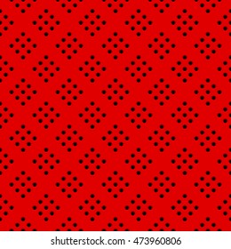 Red abstract technology background with seamless circle perforated speaker grill texture for web, user interfaces, applications, apps, business presentations and prints. Vector illustration.