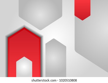 Red abstract template for card or banner. Metal Background with waves and reflections. Business background, silver, illustration. Illustration of abstract background with a metallic element