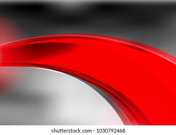 Red abstract template for card or banner. Metal Background with waves and reflections. Business background, silver, illustration. Illustration of abstract background with a metallic element