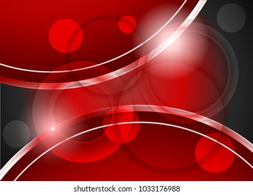 Red abstract template for card or banner. Metal Background with waves and reflections. Business background, silver, illustration. Illustration of abstract background with a metallic element