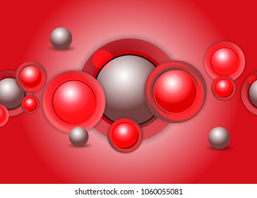 Red abstract template for card or banner. Metal Background with waves and reflections. Business background, silver, illustration. Illustration of abstract background with a metallic element