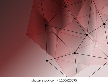 Red abstract template for card or banner. Metal Background with waves and reflections. Business background, silver, illustration. Illustration of abstract background with a metallic element