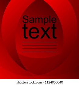 Red abstract template for card or banner. Background with waves and reflections. 