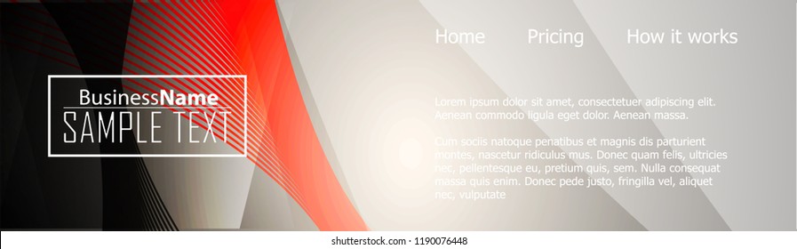 Red abstract template for card or banner. Metal Background with waves and reflections. Business background, silver, illustration. Illustration of abstract background with a metallic element