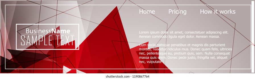 Red abstract template for card or banner. Metal Background with waves and reflections. Business background, silver, illustration. Illustration of abstract background with a metallic element