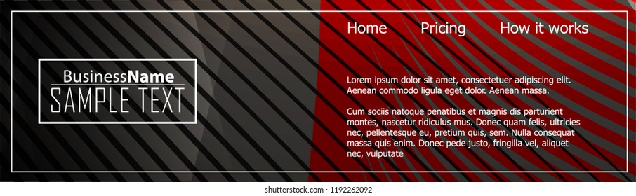 Red abstract template for card or banner. Metal Background with waves and reflections. Business background, silver, illustration. Illustration of abstract background with a metallic element