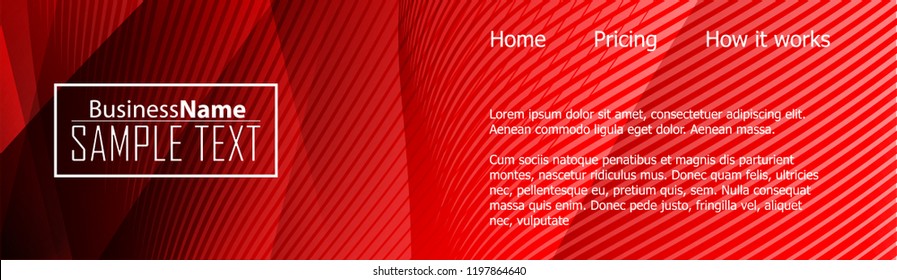 Red abstract template for card or banner. Metal Background with waves and reflections. Business background, silver, illustration. Illustration of abstract background with a metallic element