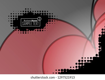 Red abstract template for card or banner. Metal Background with waves and reflections. Business background, silver, illustration. Illustration of abstract background with a metallic element