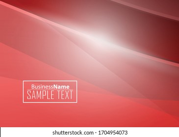 Red abstract template for card or banner. Metal Background with waves and reflections. Business background, silver, illustration. Illustration of abstract background with a metallic element