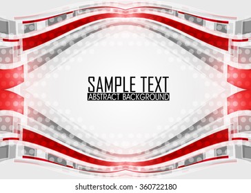 Red abstract template for card or banner. Metal Background with waves and reflections. Business background, silver, illustration. Illustration of abstract background with a metallic element. Vector
