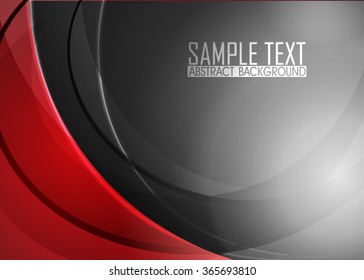 Red abstract template for card or banner. Metal Background with waves and reflections. Business background, silver, illustration. Illustration of abstract background with a metallic element