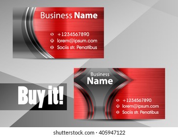 Red abstract template for card or banner. Metal Background with waves and reflections. Business background, silver, illustration. Illustration of abstract background with a metallic element