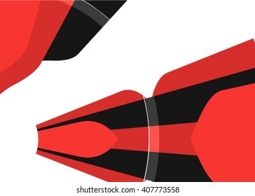 Red abstract template for card or banner. Metal Background with waves and reflections. Business background, silver, illustration. Illustration of abstract background with a metallic element