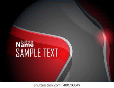Red abstract template for card or banner. Metal Background with waves and reflections. Business background, silver, illustration. Illustration of abstract background with a metallic element